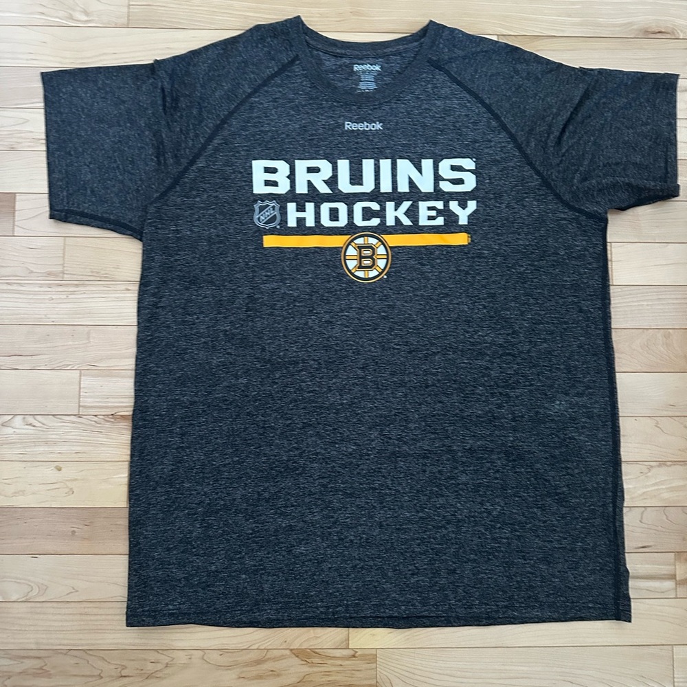 Reebok Men's Charcoal Bruins Hockey Tee
